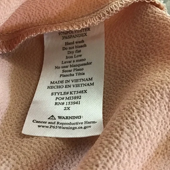 🌻💥NWT Misia Curvy Size 2X Blouse V-Neck Long 3/4 Rolled Sleeves Orange Peach - Picture 8 of 9